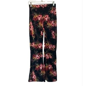HDYWT S Dark Roses Floral Velvet Bell Bottom Flare Pant Made USA